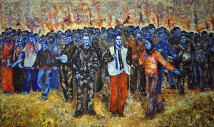 Ombre blu (olio su tela, 200x120)