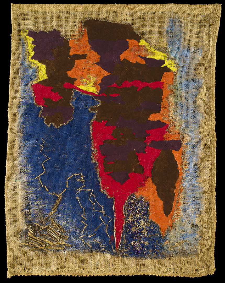 Senza titolo 05 (tecnica mista su tela di iuta - 75x95 - 2025)