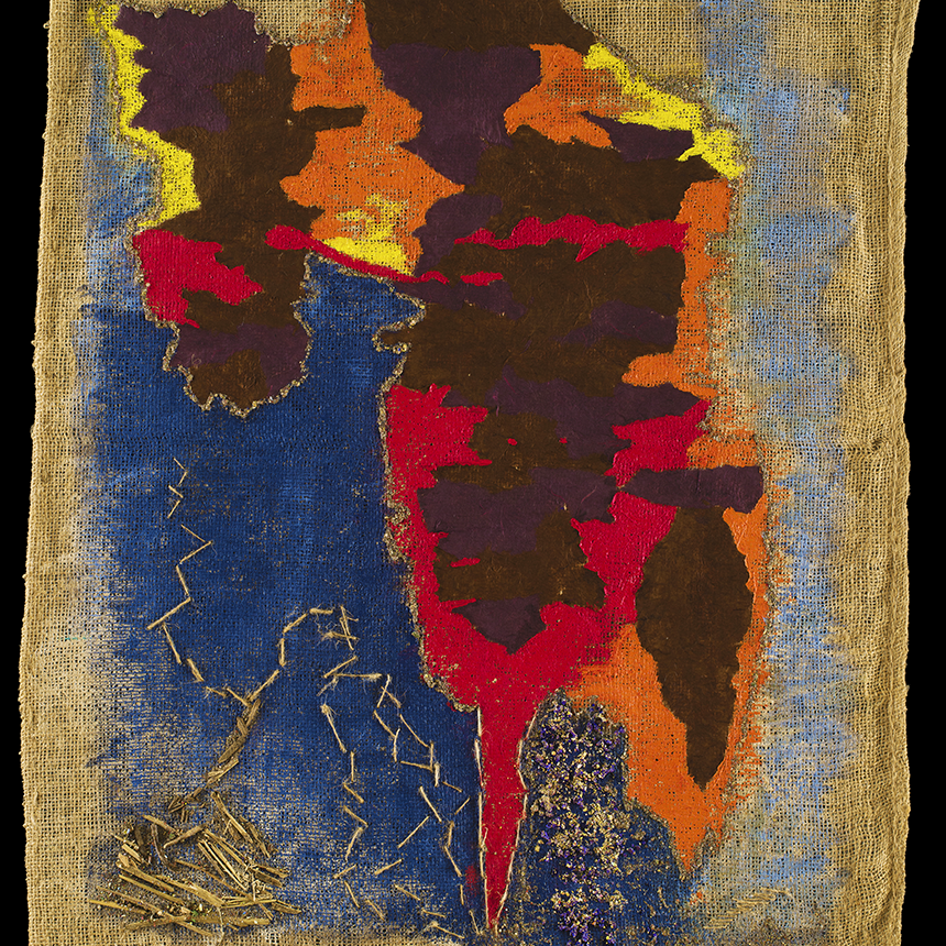 Senza titolo 05 (tecnica mista su tela di iuta - 75x95 - 2025)