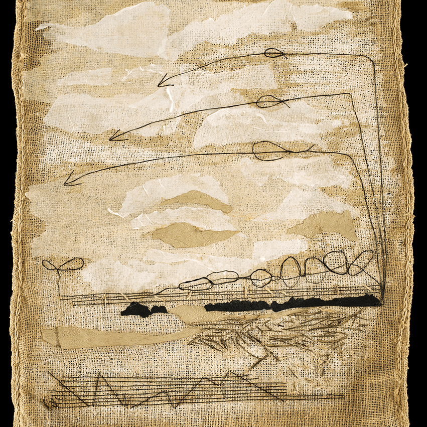 Senza titolo 08 (tecnica mista su tela di iuta - 74x95 - 2025)