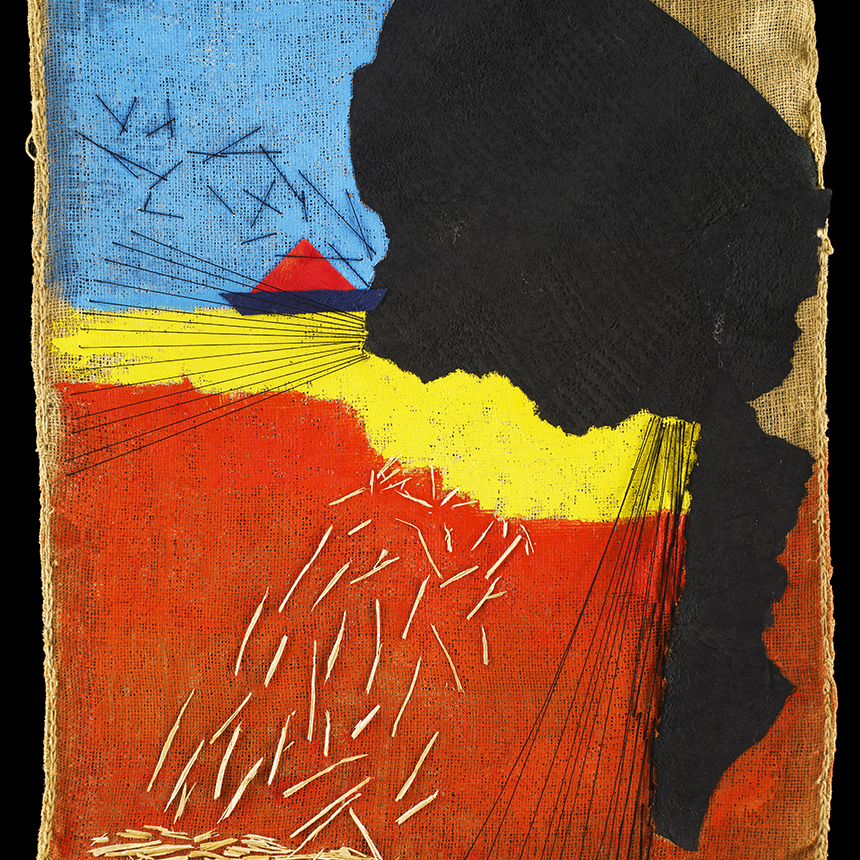 Senza titolo 09 (tecnica mista su tela di iuta - 75x95 - 2025)